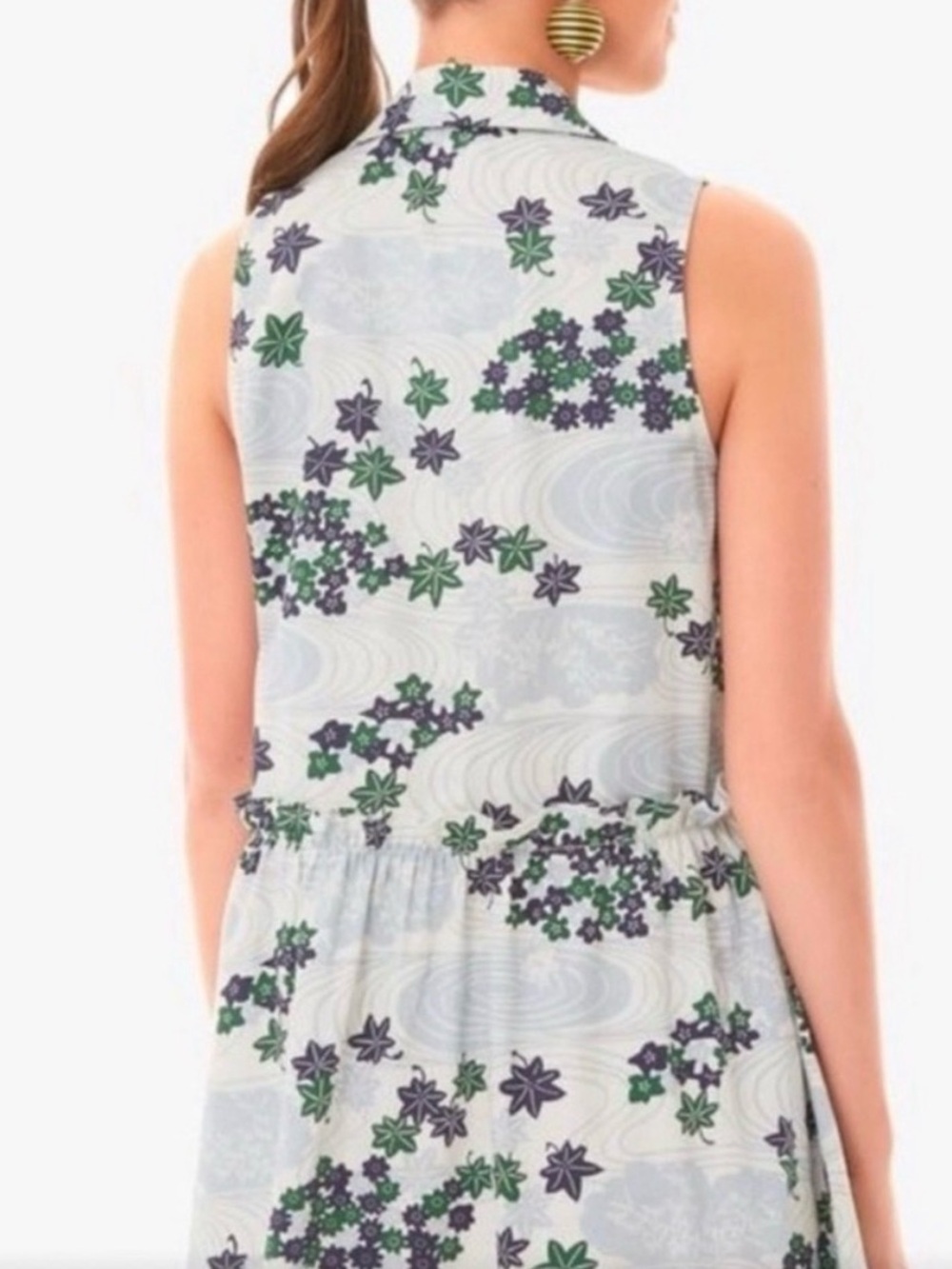 TUCKERNUCK Royal Provence Breeze blue Floral Sleeveless Shirt Dress small - Picture 3 of 8